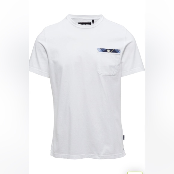 New Barbour Men Cotton T-Shirt, Medium, Blue and White - Picture 1 of 6